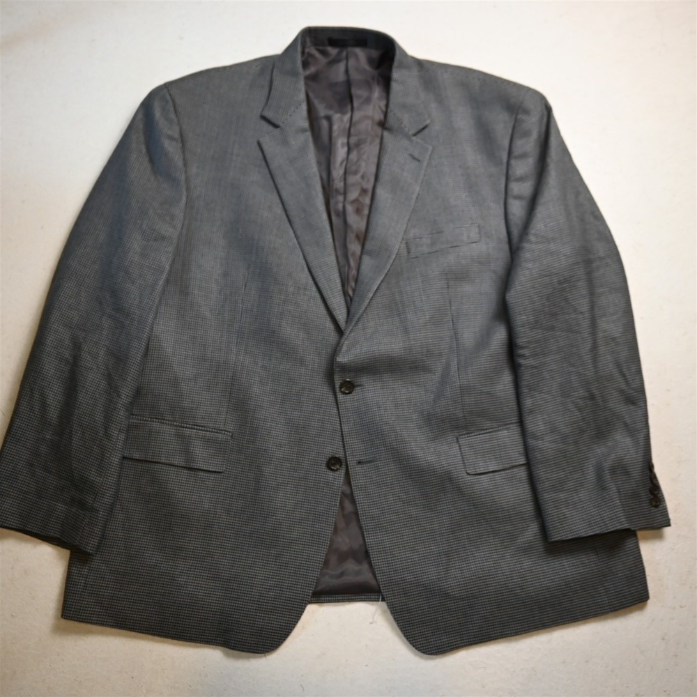 Chaps Ralph Lauren 50R Gray Houndstooth Silk Wool Mens Blazer Sport Coat